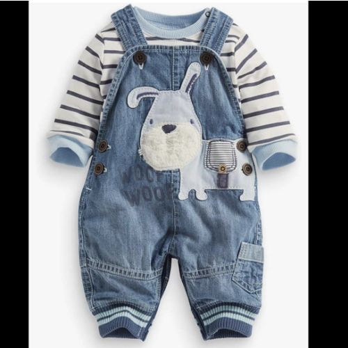 Cute Baby Boy Clothes Suit Toddler Boys' Striped long Sleeve T-Shirt+Denim Overalls Jumpsuit Pants Outfits Sets