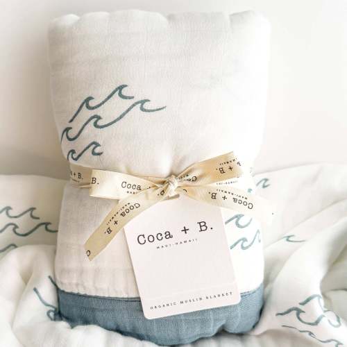 Nautical Surfer Wave Organic Bamboo Blanket