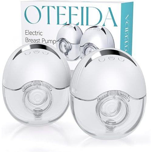 Hands Free Breast Pump Wearable MY-375 - Strong Suction, Low Noise, Wearable Breastfeeding Pump with 4 Mode &12 Levels, Portable Electric Breast Pump 24mm - 19/21/Insert/Flange, 2 Pack (White)