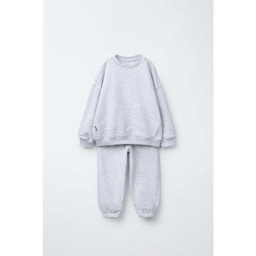 LABEL SWEATSHIRT AND JOGGER SET - Gray marl | ZARA United States