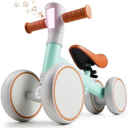 Syncfun Blue Baby Balance Bike For 1 Year Old Boys Girls, 12-24 Month Toddler Balance Bike, 4 Wheels Toddler First Bike, Birthday Gifts For Baby