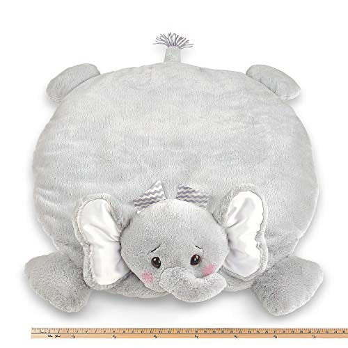 Bearington Baby Lil' Spout Belly Blanket, Gray Elephant Plush Stuffed Animal Tummy Time Play Mat
