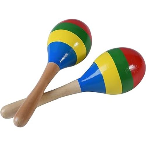 Maracas Hand Percussion Rattles, Wooden Rumba Shaker Musical Instrument for Kids Adults, Set of 2