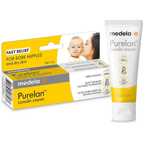 Medela Purelan Lanolin Nipple Cream for Breastfeeding, 100% All Natural Single Ingredient, Hypoallergenic, Soothing Protection, Safe for Nursing Mom and Baby, 1.3 Ounce Tube