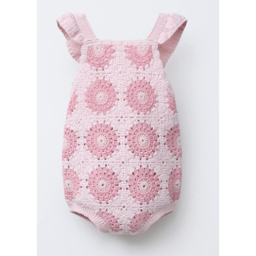 FLORAL CROCHET KNIT ROMPER - Light pink | ZARA United States l 3-6 months
