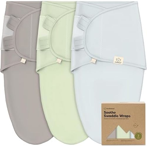 3-Pack Organic Baby Swaddle Sleep Sacks - Newborn Swaddle Sack, Ergonomic Baby Swaddles 0-3 Months, Swaddles for Newborns, Baby Sleep Sack, Baby Swaddle Blanket Wrap, Baby Essentials (Ripple)