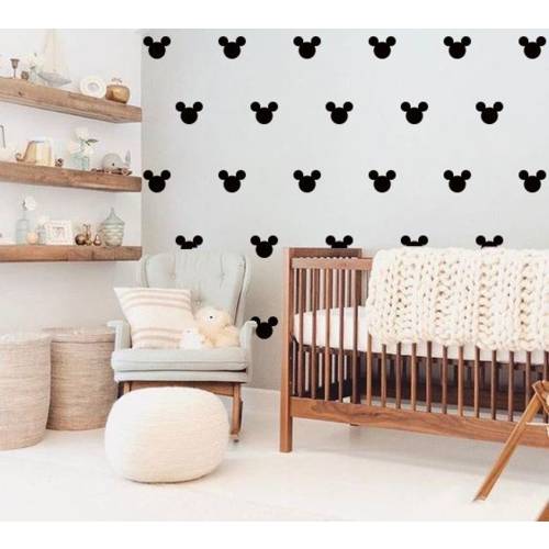 Mickey Mouse Wall Decal Set of 100 Mickey Mouse Head Stickers | Nursery Wall Decor