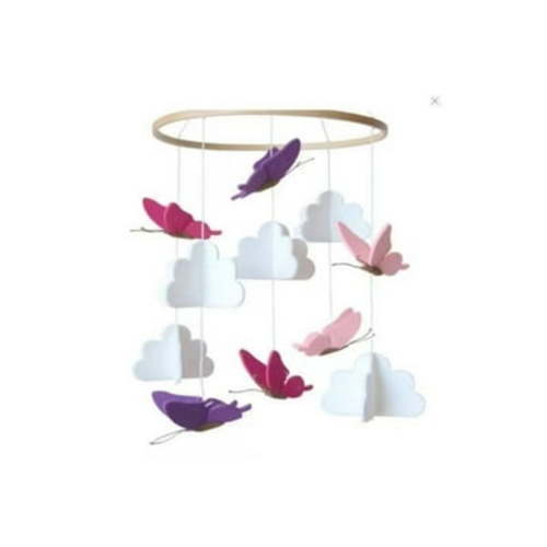 CCOCC Wind Chimes,Cute Felt Wind Chime Crib Mobile,Safe Soft Fabric Material Handcrafted Long-lasting Design Mobile for Crib,Butterfly,11.8*11.8In