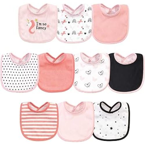 Hudson Baby Unisex Baby Cotton and Polyester Bibs, Im So Fancy Unicorn, One Size