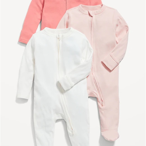 Unisex 3-Pack Sleep & Play 2-Way-Zip Footed One-Piece for Baby