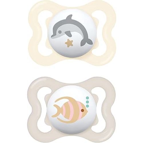 MAM Mini Air Pacifiers (2 pack), MAM Sensitive Skin Pacifier 0-6 Months, Best Pacifier for Breastfed Babies, Unisex Pacifiers, 2 Count (Pack of 1)