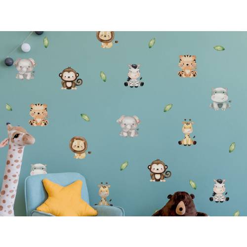 Baby Safari Animals wall sticker pack, Jungle wall stickers, Safari wall stickers, Safari room decor, Safari nursery, Jungle room decor
