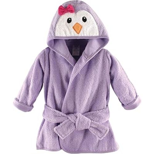 Luvable Friends Unisex Baby Cotton Animal Face Bathrobe, Girl Penguin, One Size