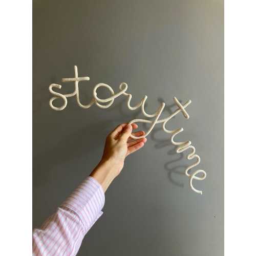 Neutral storytime wall rope wire sign for nursery decor , kids room , reading corner or playroom