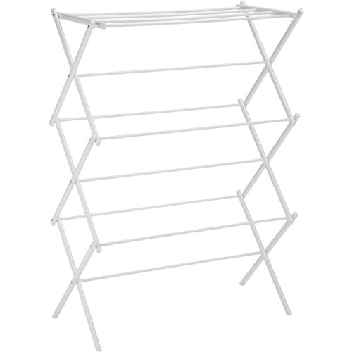 Amazon Basics Foldable Portable Laundry Rack for Air Drying Clothing, Indoor Outdoor Use - 14.5" D x 29.5" W x 41.8" H, White