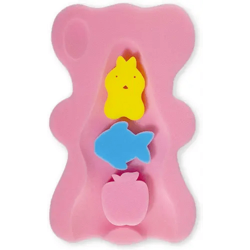 HALLO Soft Infant Bath Sponge Skid Proof Baby Bath Mat Newborn Odor Free (Pink)