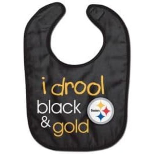 WinCraft Pittsburgh Steelers Baby Bib All Pro Style I Drool Design, Black