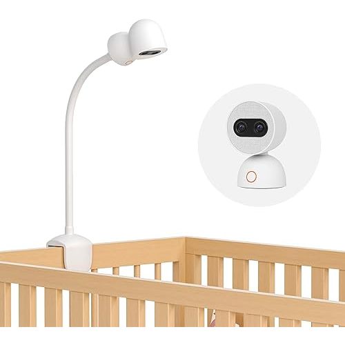 Simsky Baby Monitor Clip-on Mount, Plug & Play, Internal Cord Routing, Freely Adjust, Sturdy Flexible Baby Camera Holder for Crib Nursery, Compatible Camera