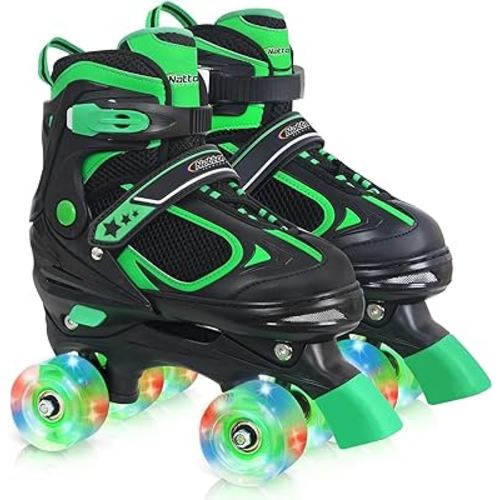 Nattork Kids Roller Skates for Boys Girls Kids, 4 Sizes Adjustable Quad Skates with All Light up Wheels - Birthday Gift for Indoor Outdoor Sports