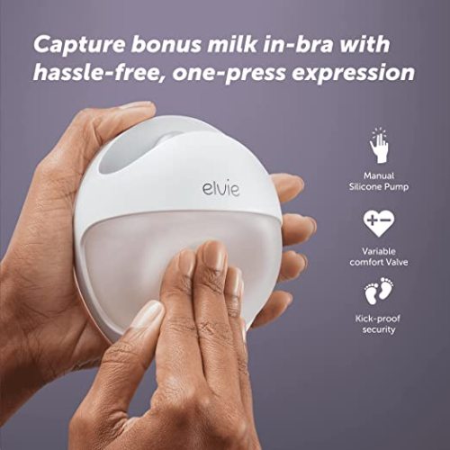 Elvie Curve Manual Wearable Breast Pump | Hands-Free, Kick-Proof, Portable Silicone Pump That Can Be Worn in-Bra for Gentle, Natural Milk Expression | Breast Feeding Essentials