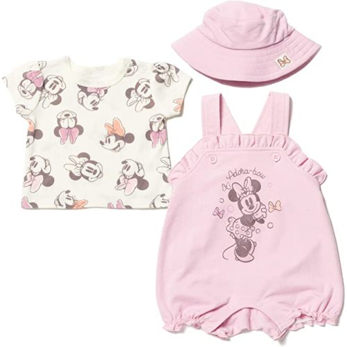 6-9 months Amazon.com: Disney Minnie Mouse Ariel Baby Girls French Terry Short Overalls T-Shirt and Hat 3 Piece Outfit Set Newborn to Infant: Clothing, Shoes & Jewelry
