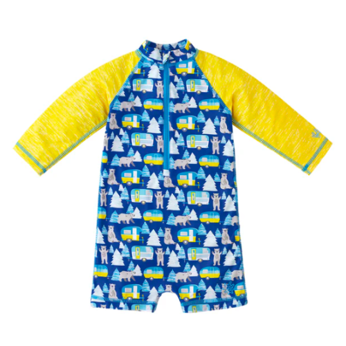 Camper Bear - Baby Boy's Long Sleeve Swim Romper