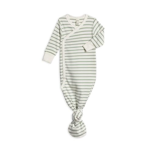 Colored Organics Baby 100% Organic Cotton Newborn Knotted Gown - Infant Indy Kimono Wrap Front Tie Knot with Mitten Cuffs