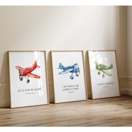 Airplane Nursery Prints Christian Nursery Plane Prints Boy Nursery Prints Bible Verse Christian Nursery Wall Art Nursery Baby Shower Gift
