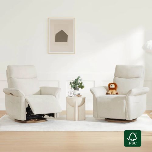 Vinca Power Swivel Nursery Glider Recliner with Power Lumbar & Headrest
