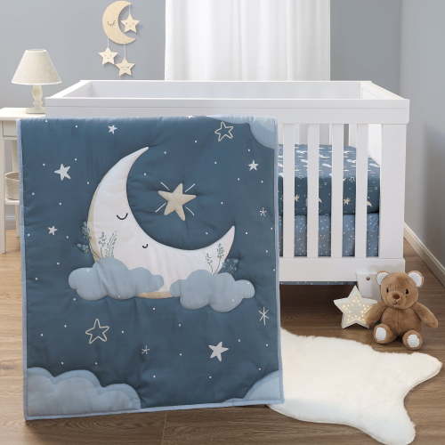 The Peanutshell 3 Piece Celestial Serenity Baby Crib Bedding Set Boy Nursery Decor Boy Crib Comforter Set, Boho Neutral Quilt and Accessories, Gender Neutral