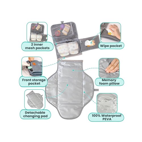 Portable Changing Pad for Baby – Soft, Comfortable Portable Diaper Changing Pad with Wipes Pockets, Waterproof and Easy to Clean – Baby Registry Search, new born baby essentials must haves, baby stuff