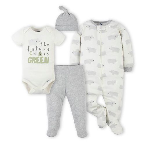 Gerber® Newborn 4-Piece Bear Footie, Bodysuit, Footed Pant, and Hat Set in GreenGerber® - 3-6 Months 4-Piece Bear Footie, Bodysuit, Footed Pant, and Hat Set in GreenGerber® Newborn 4-Piece Bear Footie, Bodysuit, Footed Pant, and Hat Set in GreenGerber®