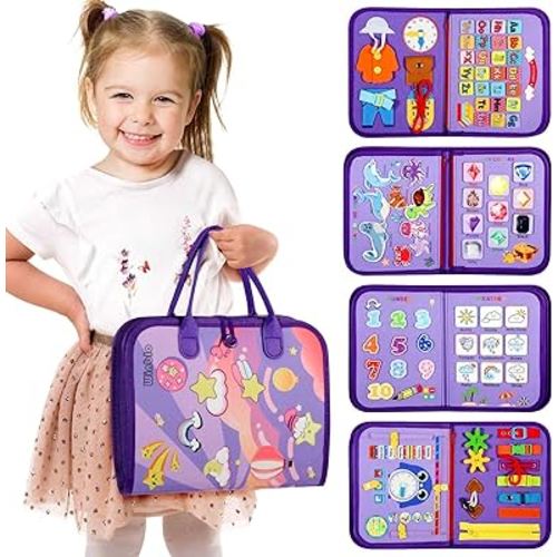 Busy Book for Toddlers 1-3 Year Old Girl Boy Birthday Gift - Busy Board for Toddlers 2-4, Montessori Educational Learning Travel Activities Toys for Kids Ages 2-3