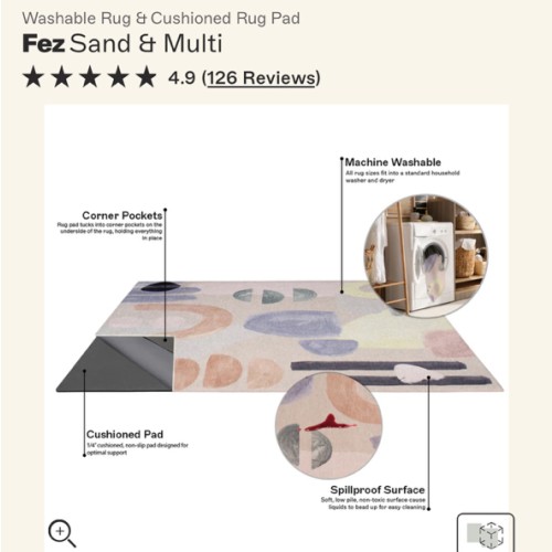 5x7 Fez - Sand/Multi - Washable Rug– Tumble