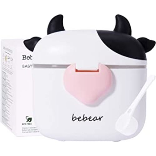 Bebamour Baby Formula Dispenser Portable Travel Milk Powder Formula Container Candy Fruit Snack Storage Container with Scoop and Leveller, BPA Free (Black)