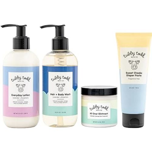 TUBBY TODD Complete 4-Step Baby Skincare Routine - The Baby Bundle - Standard Size Lavender Rosemary