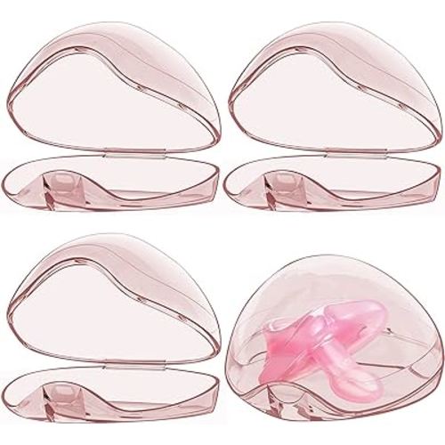 Smlpuame Pacifier Case,4 Pack BPA Free Pacifier Holder Case,Transparent Container Box for Baby Binky（Not Included),Essential Pacifier Accessories,Alway Keep Paci Clean,Easy to Clean(Pink)