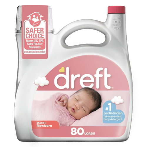 Dreft Newborn Baby Liquid Laundry Detergent, Sensitive Skin, Hypoallergenic, 80 Loads, 105 fl oz