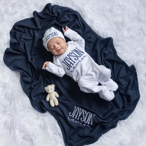 Baby Boy Outfit with Name Baby Boy Clothes Baby Gift Coming Home Outfit Personalized Baby Outfit Hospital Outfit Baby Gift Set Baby Blanket