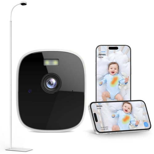 Maliton Baby Monitor With Floor, 2K HD Video, Breathing Motion Tracking, 2-Way Audio, Night Vision, for App, White