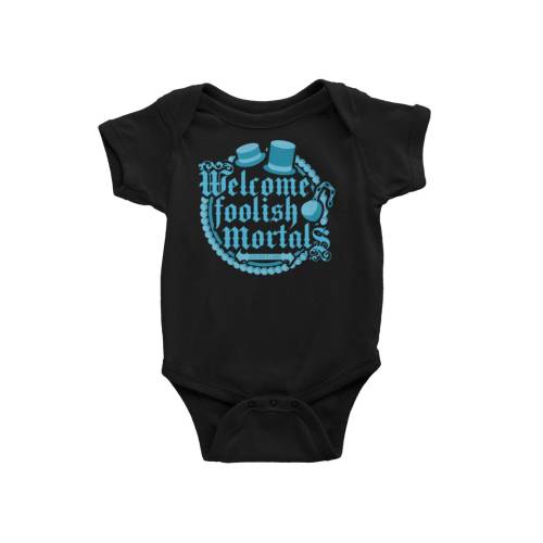 Welcome Foolish Mortals Baby Bodysuit | Baby First Visit Matching Family Bodysuit | 999 Happy Haunts | Orlando Theme Park Vacation | Gift