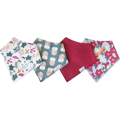 Copper Pearl Baby Bandana Bibs - 4 Pack Soft Cotton Bibs for Drooling & Teething, Absorbent, Adjustable Fit, Many Styles