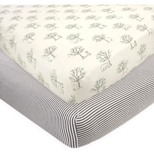 Touched by Nature Unisex Baby and Toddler Organic Cotton Crib Sheet, Birch Trees, One Size