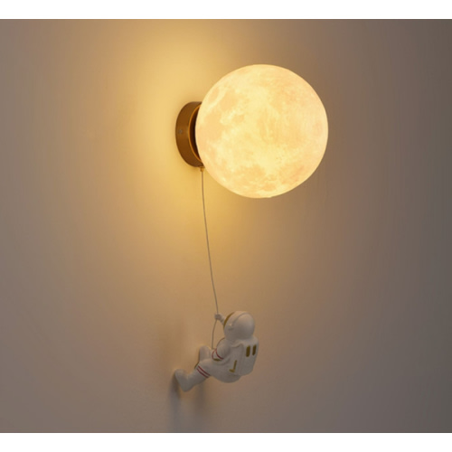 Moon with Hanging Astronaut Wall Lamp | The Other Aesthetic