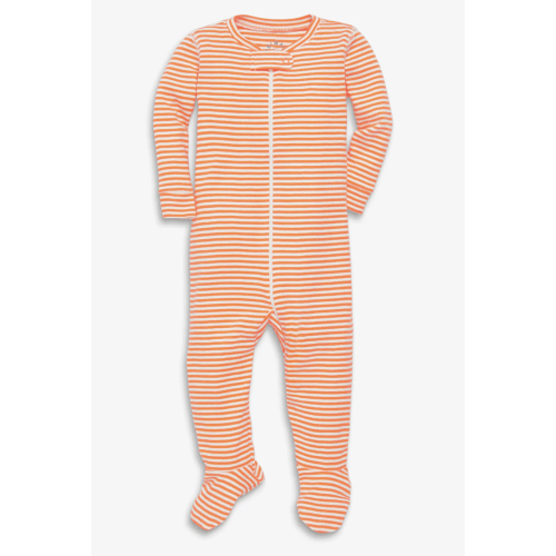 Baby organic zip footie in mini stripe | Primary.com