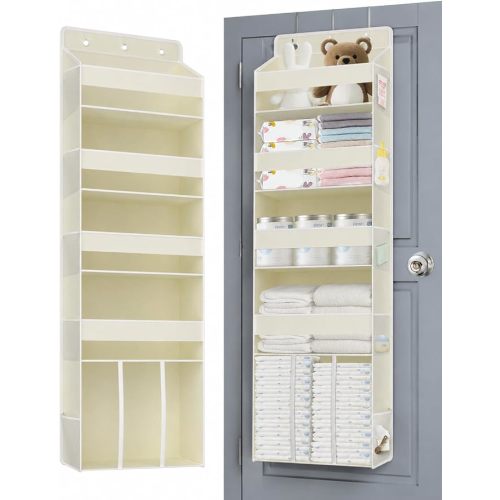 TAHAVICE 5-Tier Over the Door Nursery Organizer with 10 Mesh Pockets