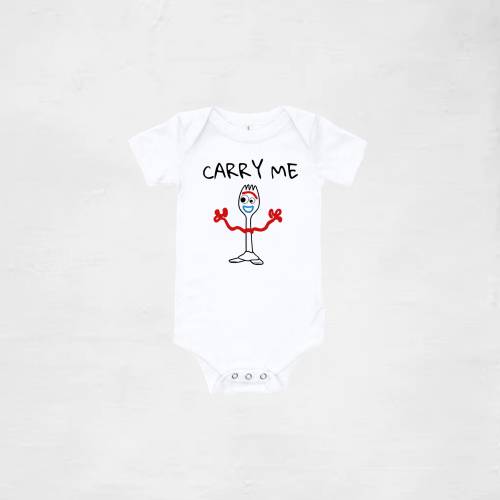 Toy Forky baby onesie / toy baby bodysuit / Forky Carry Me / Toy Baby Onesie