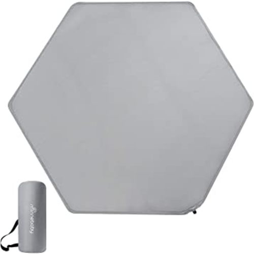 Minnebaby Hexagon Playpen Mat Compatible with hiccapop Portable Playpen & Regalo Play Yard, Self Inflating Playard Pad, Comfortable and Portable Playmat with Carrying Bag - Grey