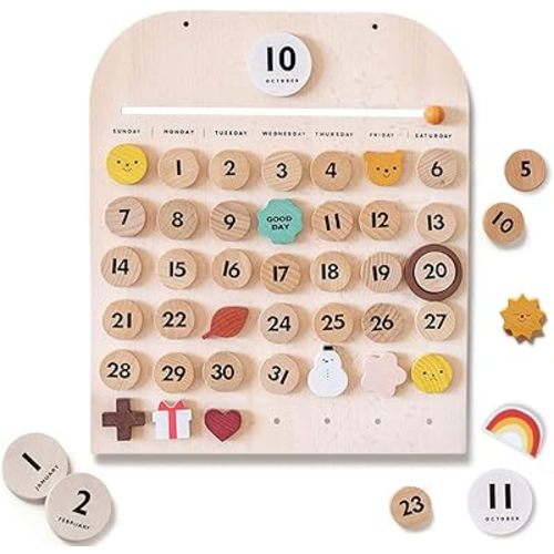 Wooden Calendar,Montessori Calendar for Kids to Learn Seasons, Toddler Preschool Calendar,Preschool Calendar for Kids Learning at Home and Classroom Teaching,Months and Days