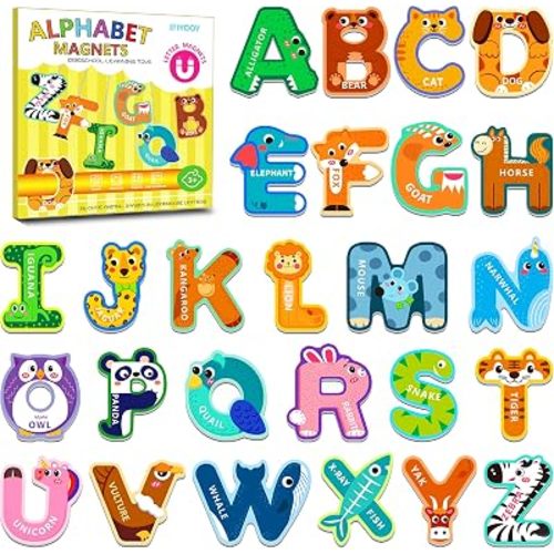 Alphabet Magnets, Fridge Magnets for Toddlers 1-3, Magnetic Alphabet Letters, ABC Magnets for Toddlers 1-3 Refrigerator, Baby Fridge Magnets, Magnetic Toys for Toddlers 1-3